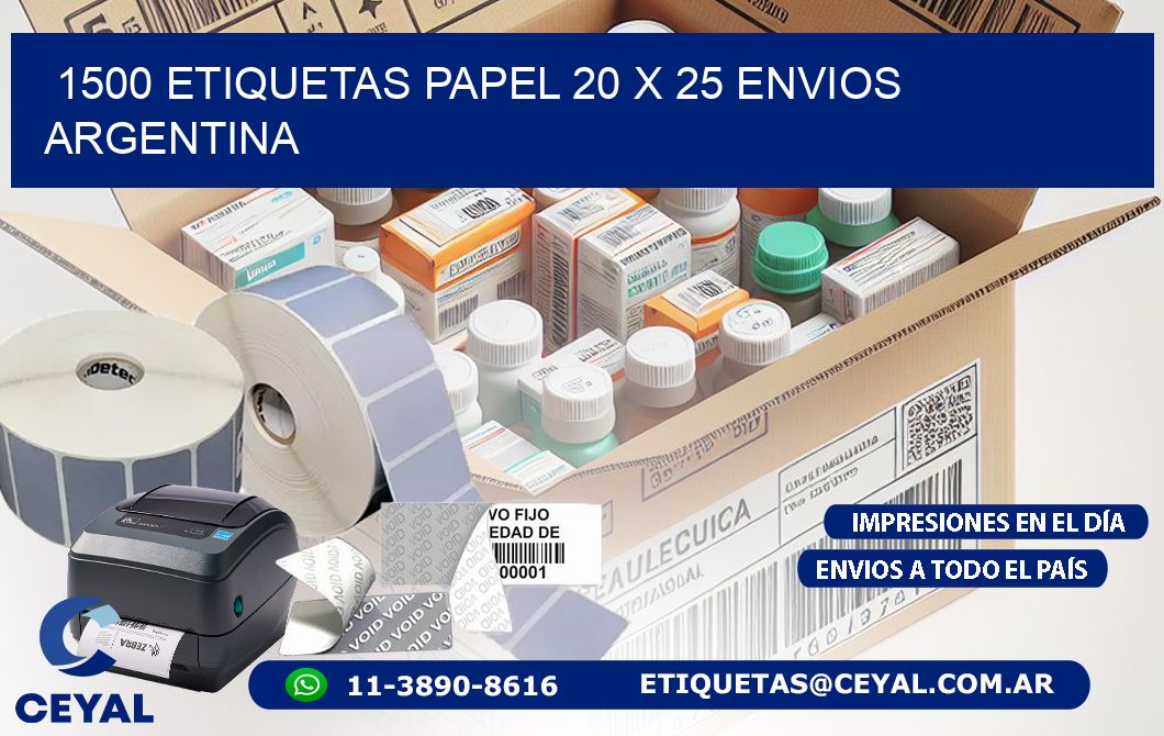 1500 ETIQUETAS PAPEL 20 x 25 ENVIOS ARGENTINA