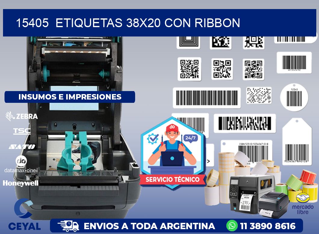 15405  ETIQUETAS 38X20 CON RIBBON