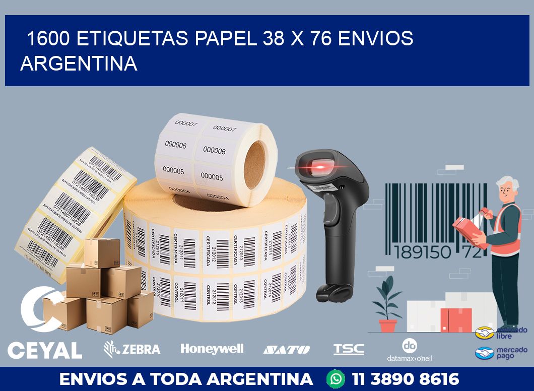 1600 ETIQUETAS PAPEL 38 x 76 ENVIOS ARGENTINA