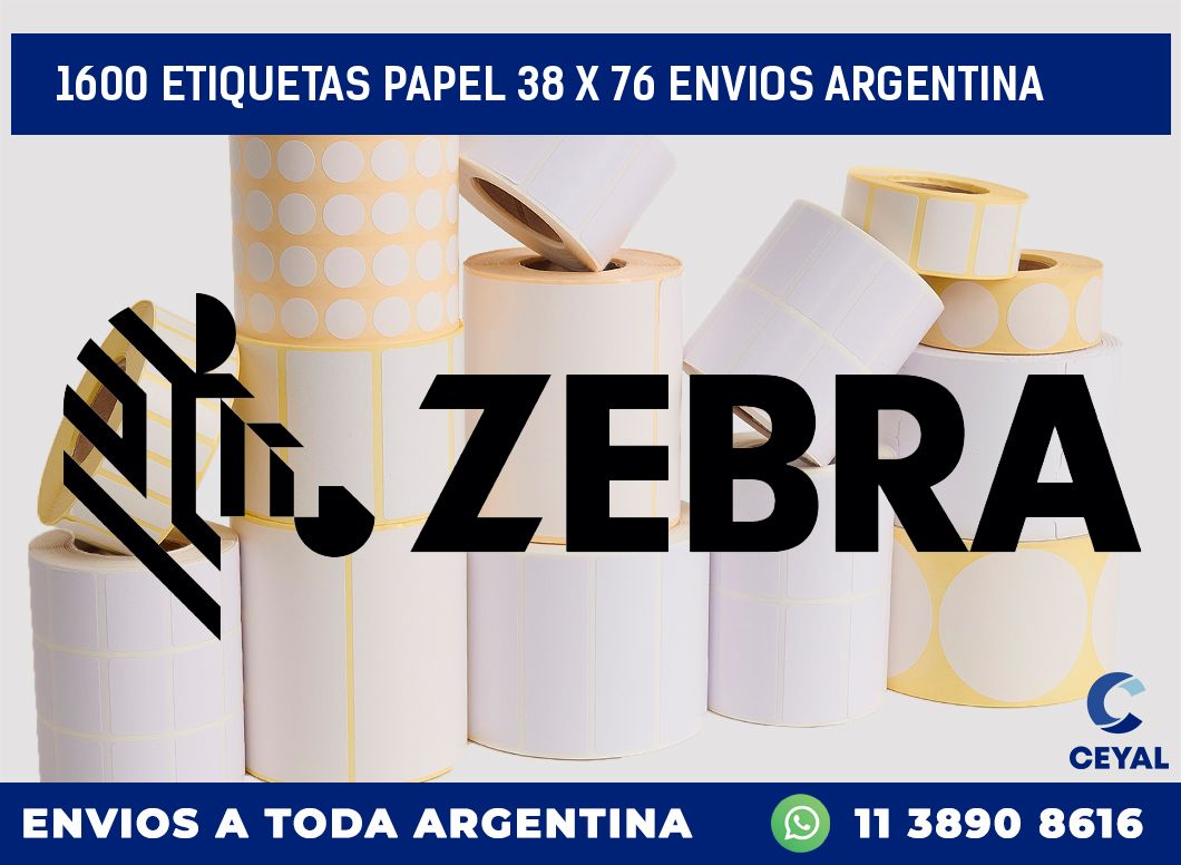 1600 ETIQUETAS PAPEL 38 x 76 ENVIOS ARGENTINA