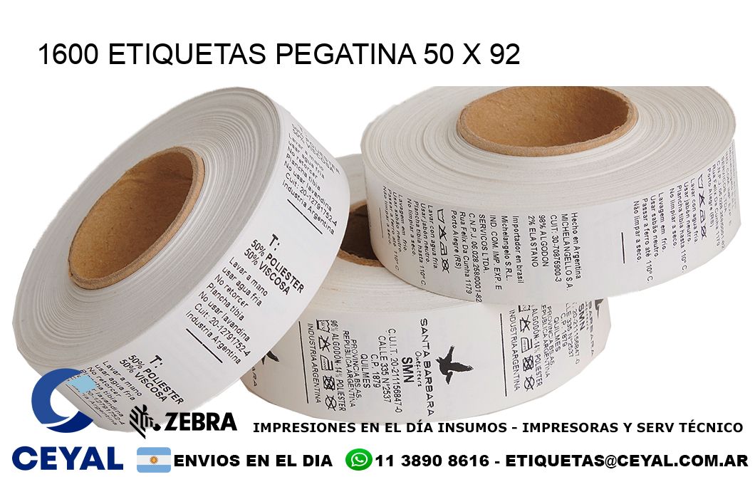 1600 ETIQUETAS PEGATINA 50 x 92