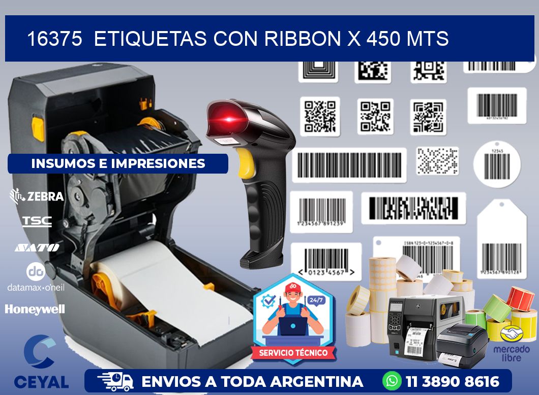 16375  ETIQUETAS CON RIBBON X 450 MTS