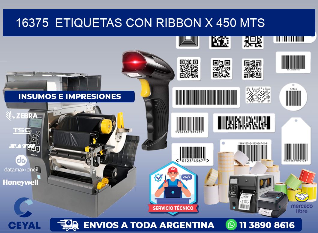 16375  ETIQUETAS CON RIBBON X 450 MTS