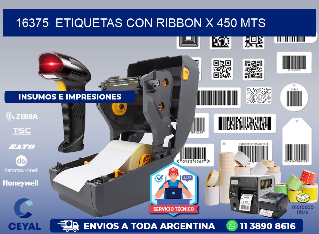 16375  ETIQUETAS CON RIBBON X 450 MTS