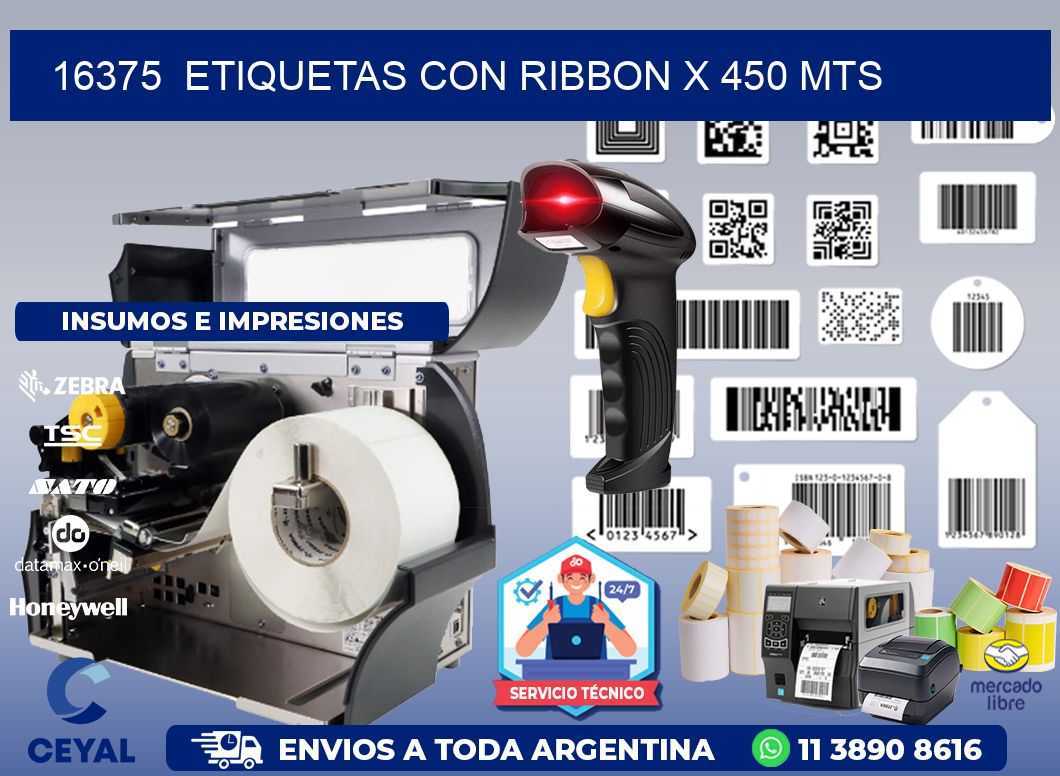 16375  ETIQUETAS CON RIBBON X 450 MTS