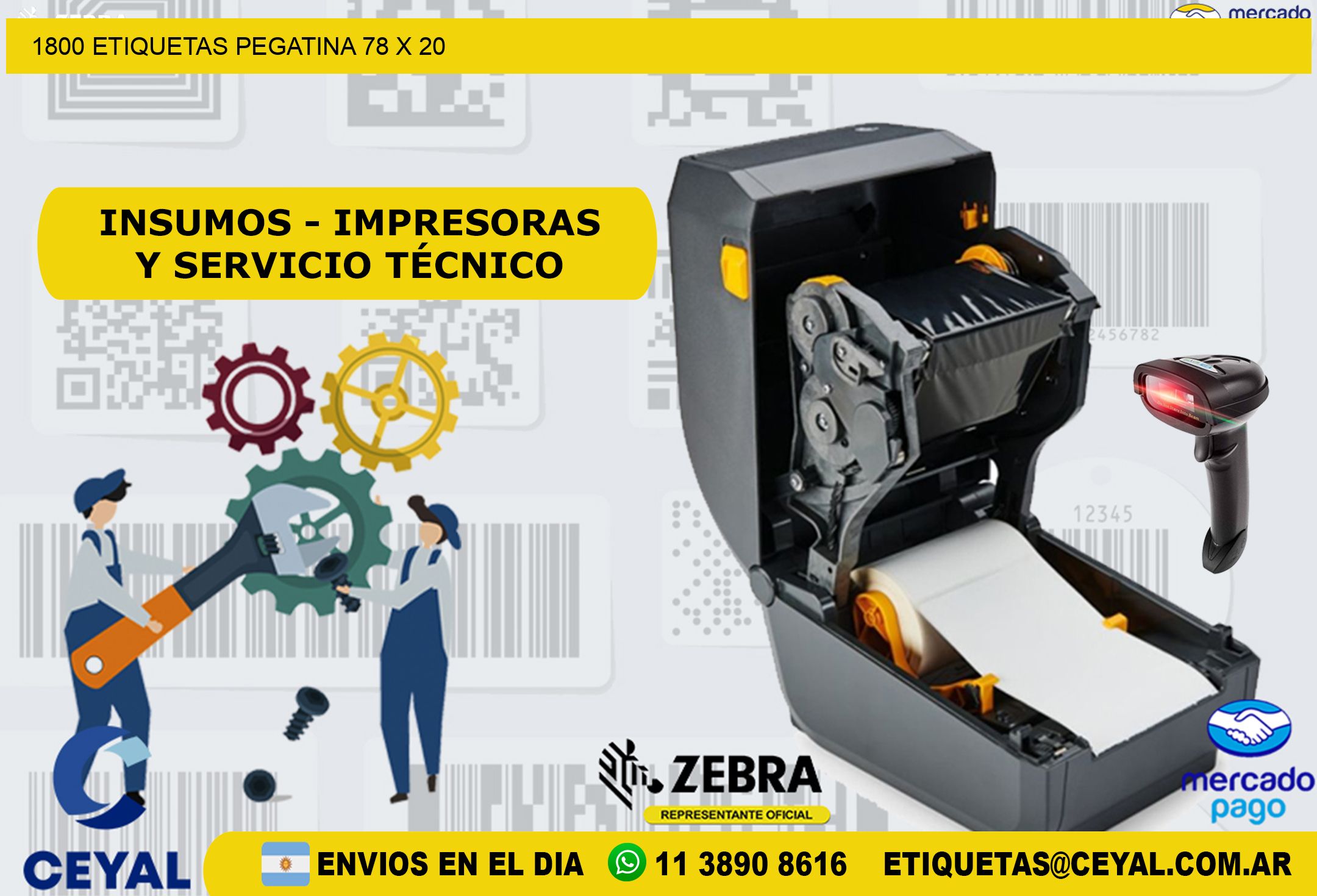 1800 ETIQUETAS PEGATINA 78 x 20