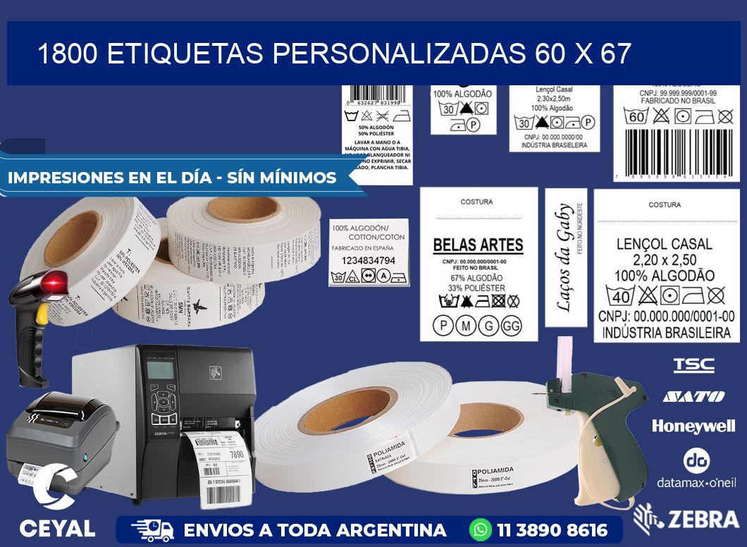 1800 ETIQUETAS PERSONALIZADAS 60 x 67