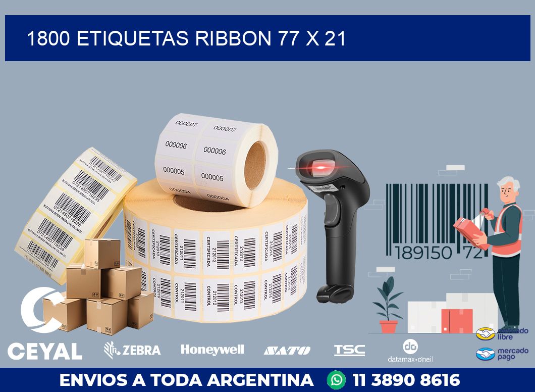 1800 ETIQUETAS RIBBON 77 x 21