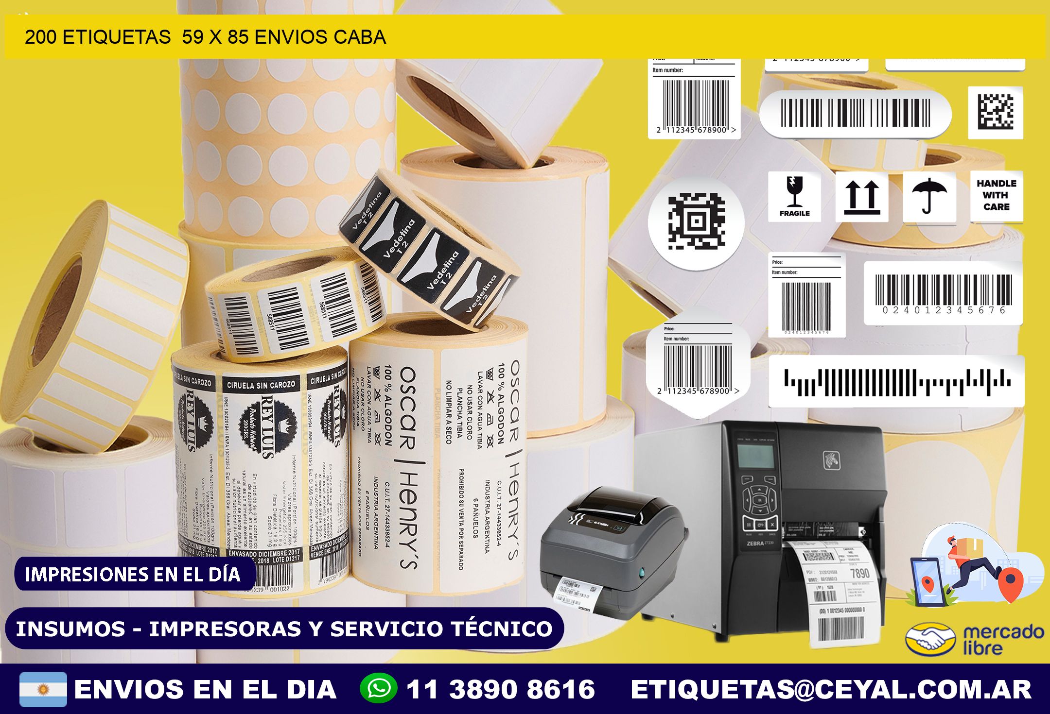 200 ETIQUETAS  59 x 85 ENVIOS CABA