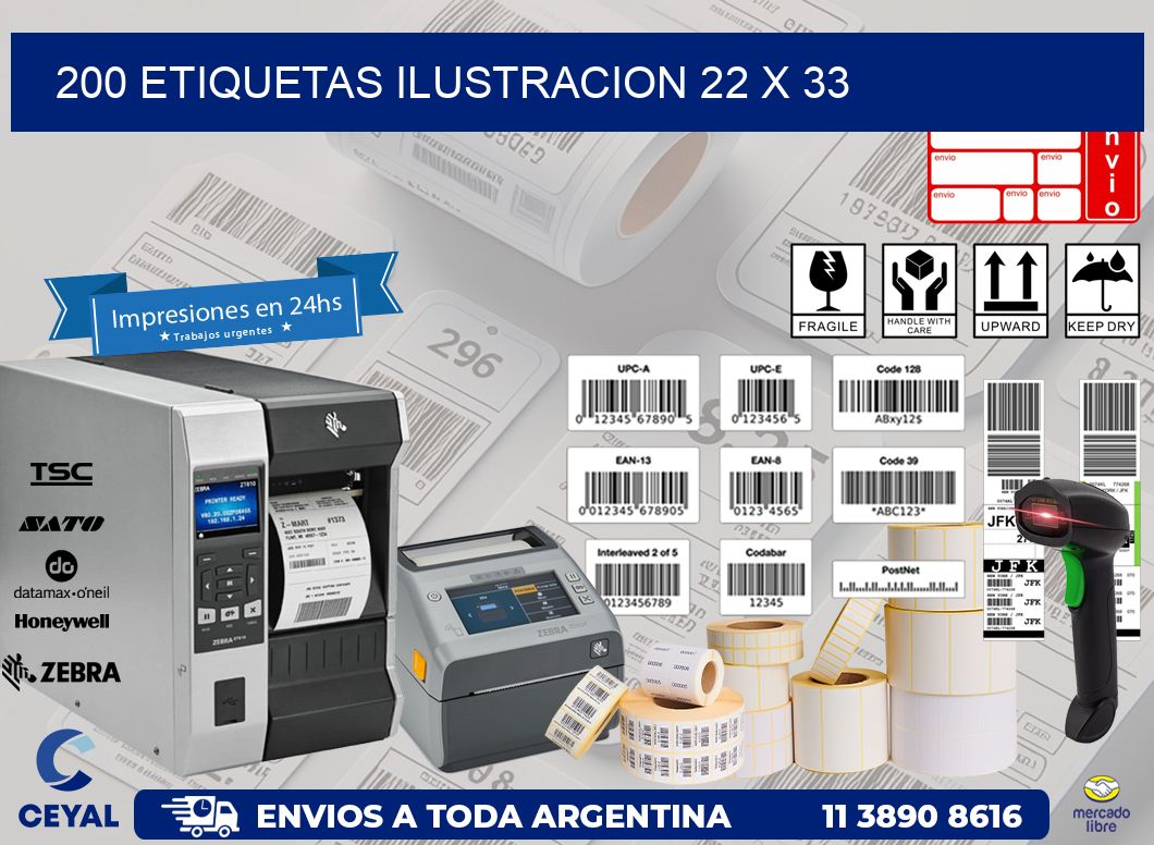 200 ETIQUETAS ILUSTRACION 22 x 33