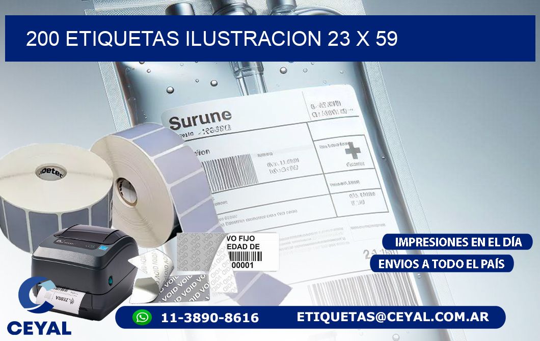 200 ETIQUETAS ILUSTRACION 23 x 59