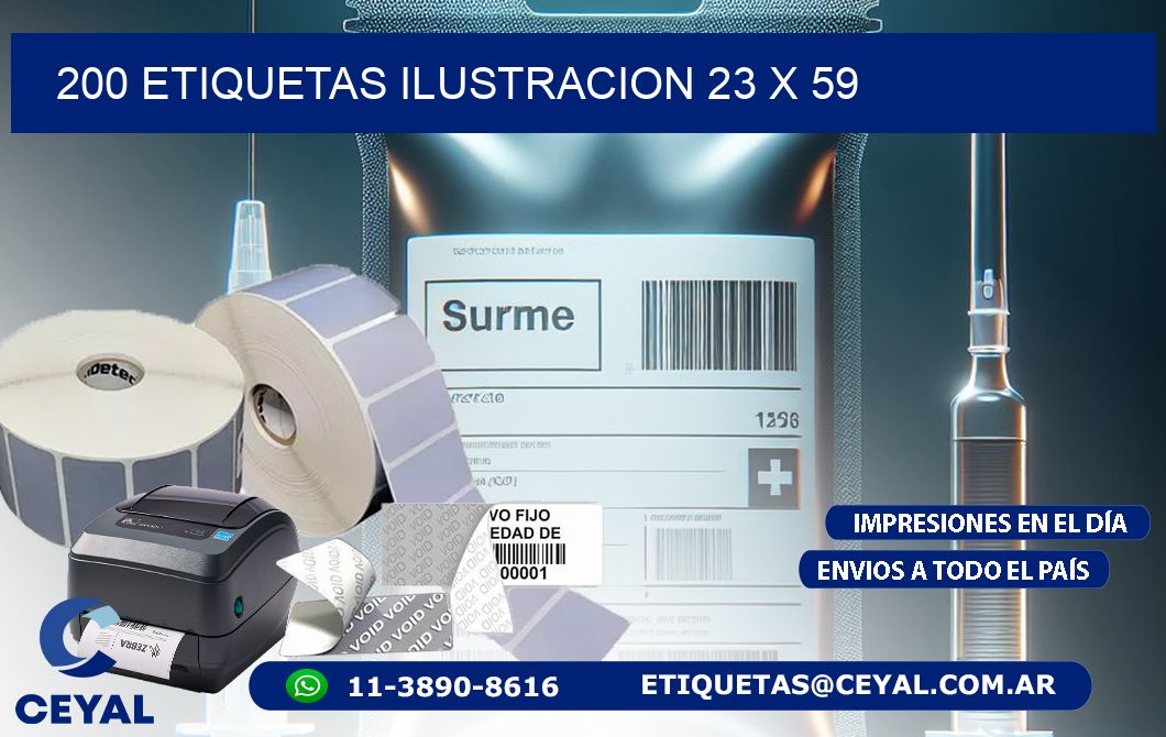 200 ETIQUETAS ILUSTRACION 23 x 59