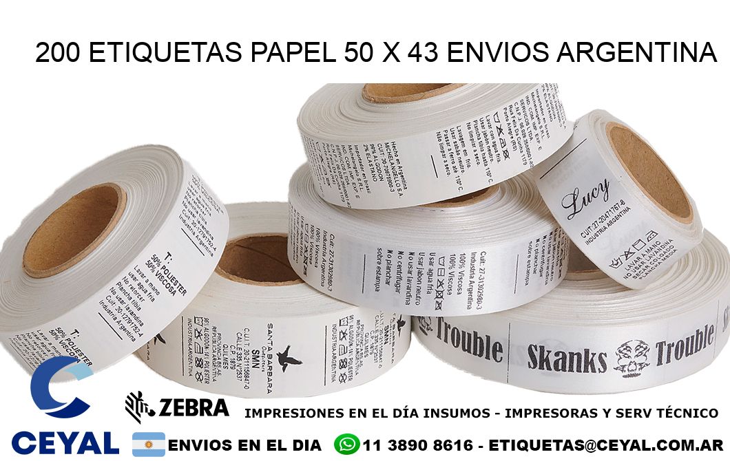200 ETIQUETAS PAPEL 50 x 43 ENVIOS ARGENTINA