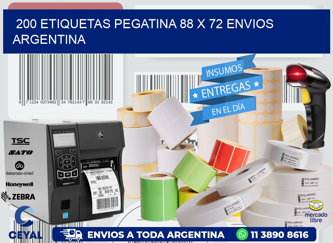 200 ETIQUETAS PEGATINA 88 x 72 ENVIOS ARGENTINA