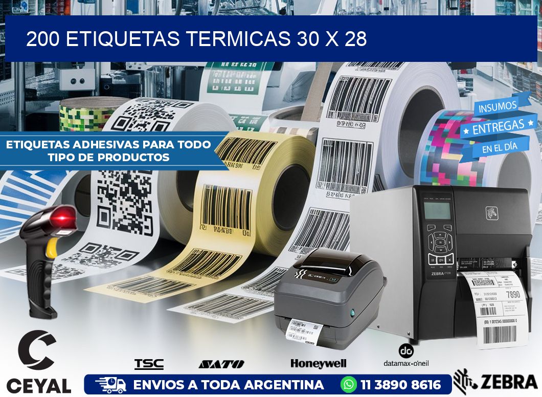 200 ETIQUETAS TERMICAS 30 x 28