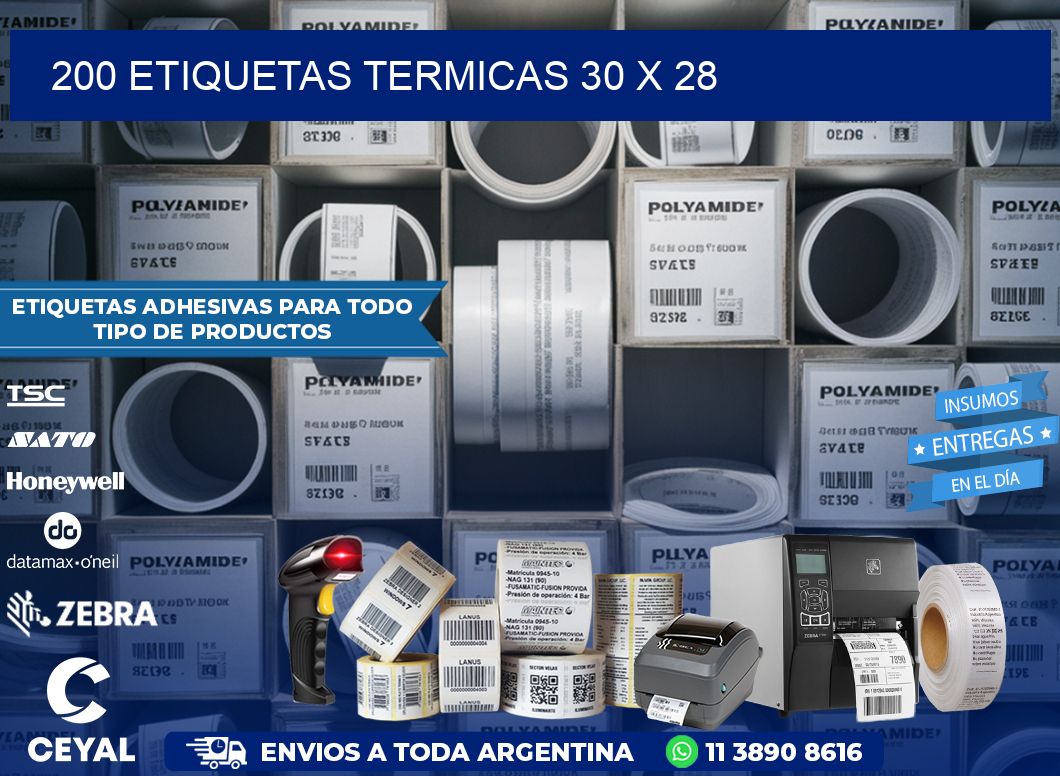 200 ETIQUETAS TERMICAS 30 x 28
