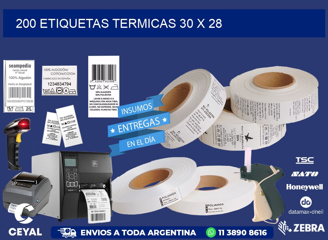 200 ETIQUETAS TERMICAS 30 x 28
