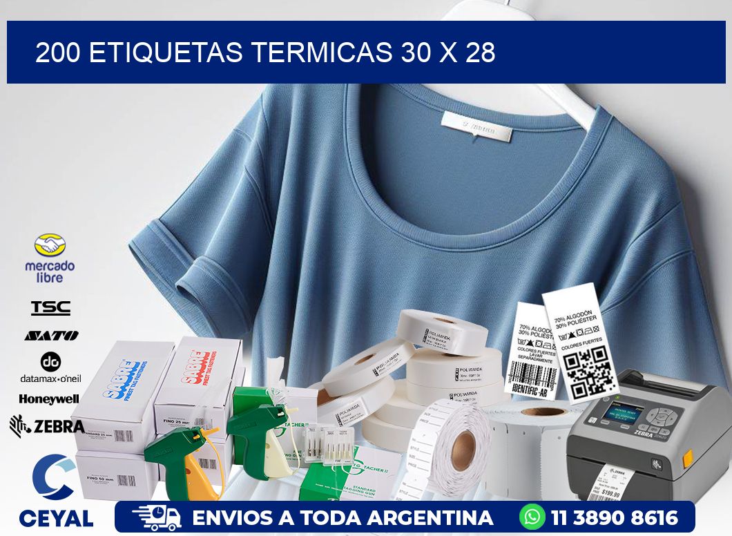 200 ETIQUETAS TERMICAS 30 x 28