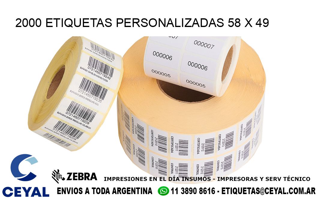 2000 ETIQUETAS PERSONALIZADAS 58 x 49