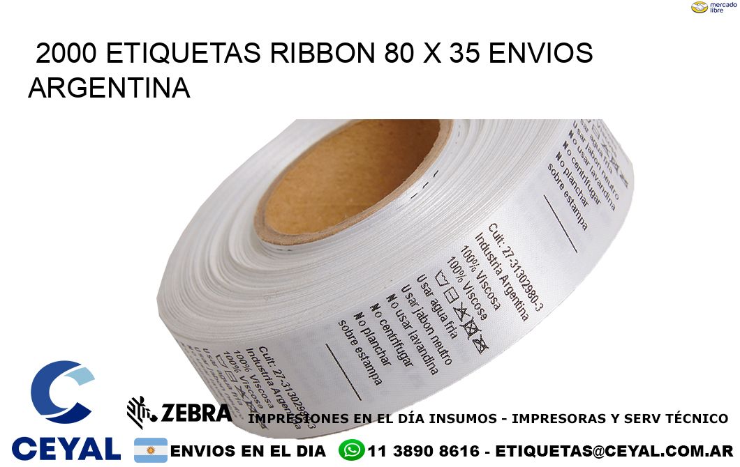 2000 ETIQUETAS RIBBON 80 x 35 ENVIOS ARGENTINA