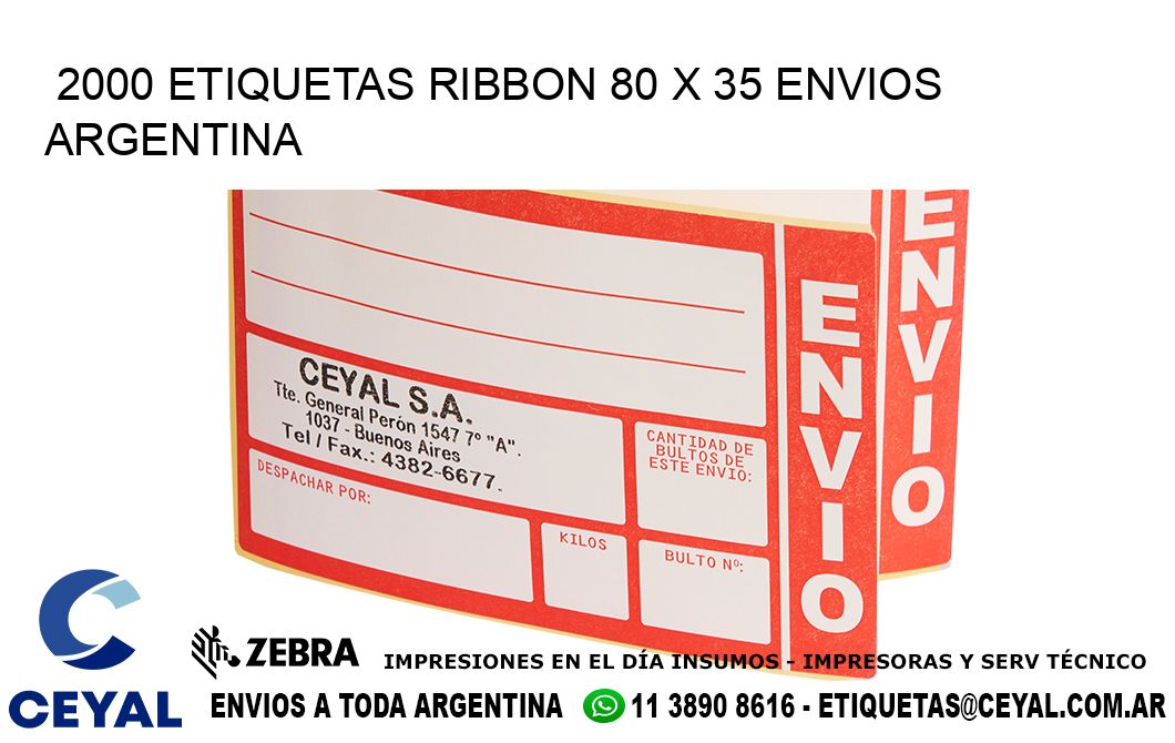 2000 ETIQUETAS RIBBON 80 x 35 ENVIOS ARGENTINA