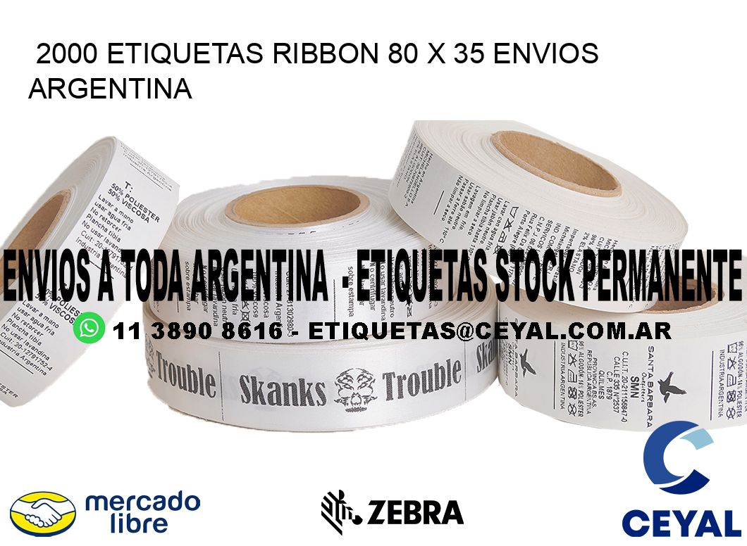 2000 ETIQUETAS RIBBON 80 x 35 ENVIOS ARGENTINA