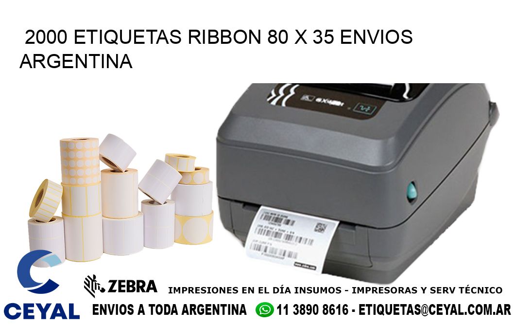 2000 ETIQUETAS RIBBON 80 x 35 ENVIOS ARGENTINA