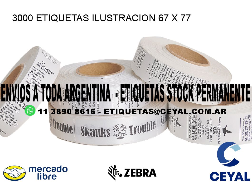 3000 ETIQUETAS ILUSTRACION 67 x 77