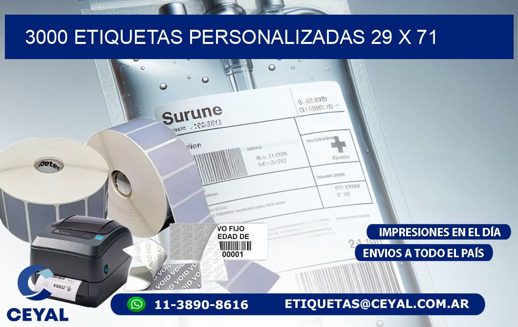 3000 ETIQUETAS PERSONALIZADAS 29 x 71