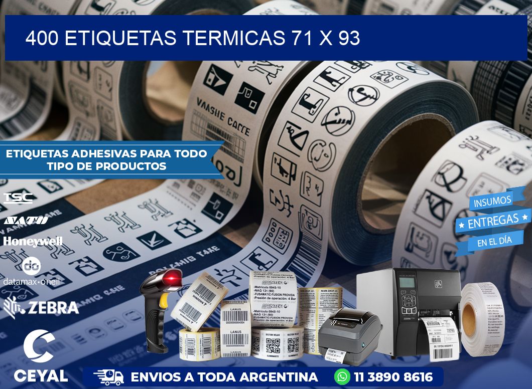 400 ETIQUETAS TERMICAS 71 x 93