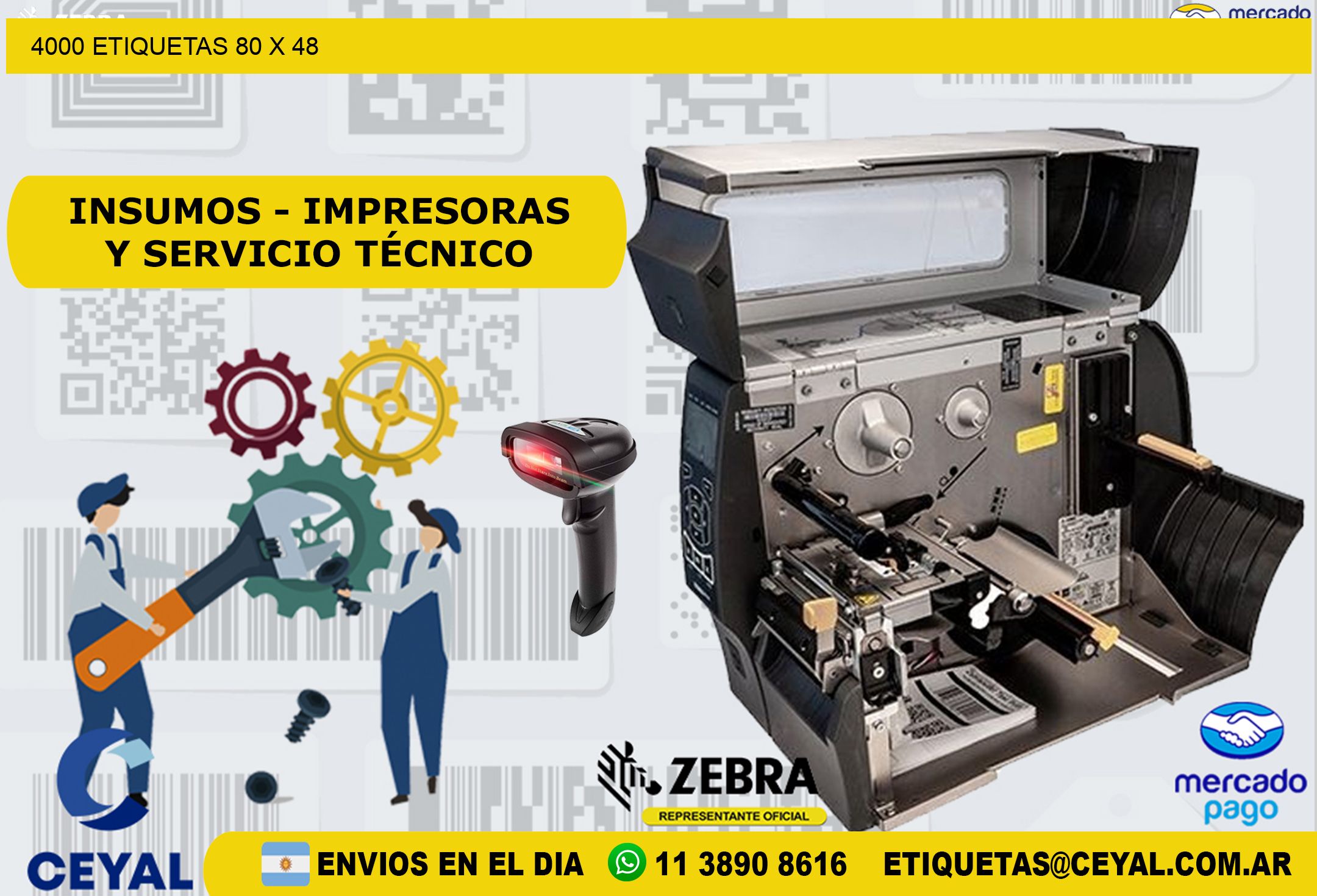 4000 ETIQUETAS 80 x 48
