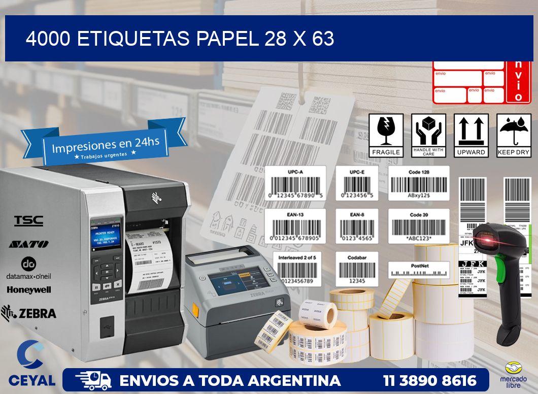 4000 ETIQUETAS PAPEL 28 x 63