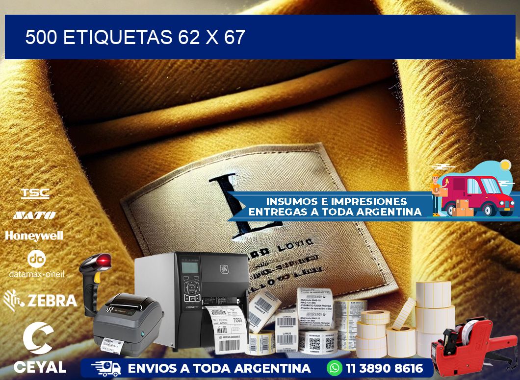 500 ETIQUETAS 62 x 67
