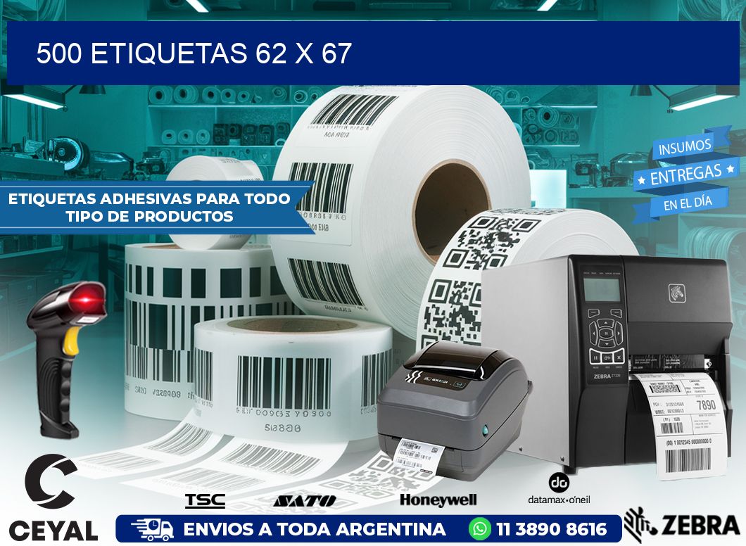 500 ETIQUETAS 62 x 67