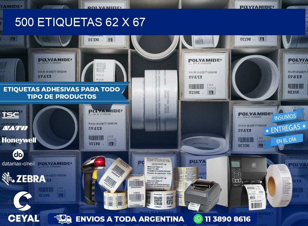 500 ETIQUETAS 62 x 67