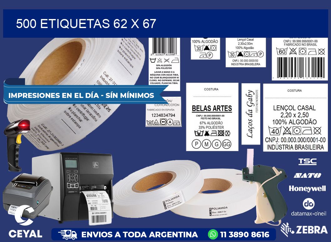 500 ETIQUETAS 62 x 67