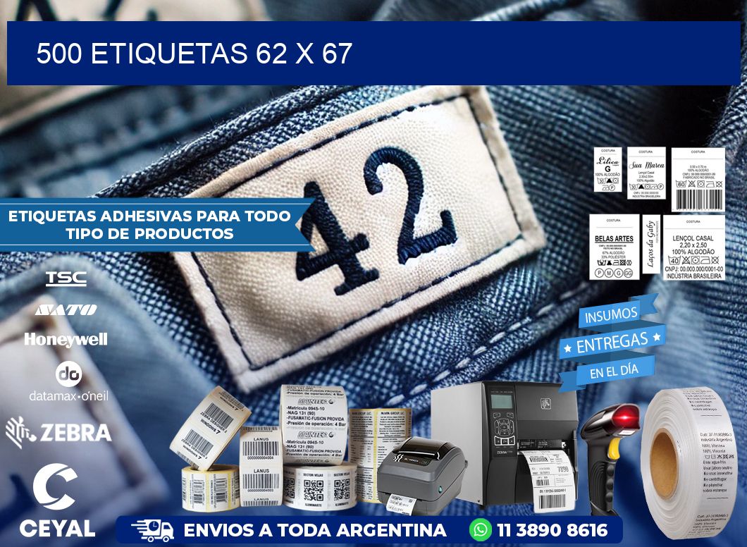 500 ETIQUETAS 62 x 67