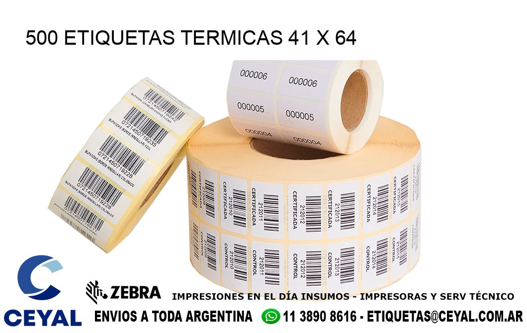 500 ETIQUETAS TERMICAS 41 x 64