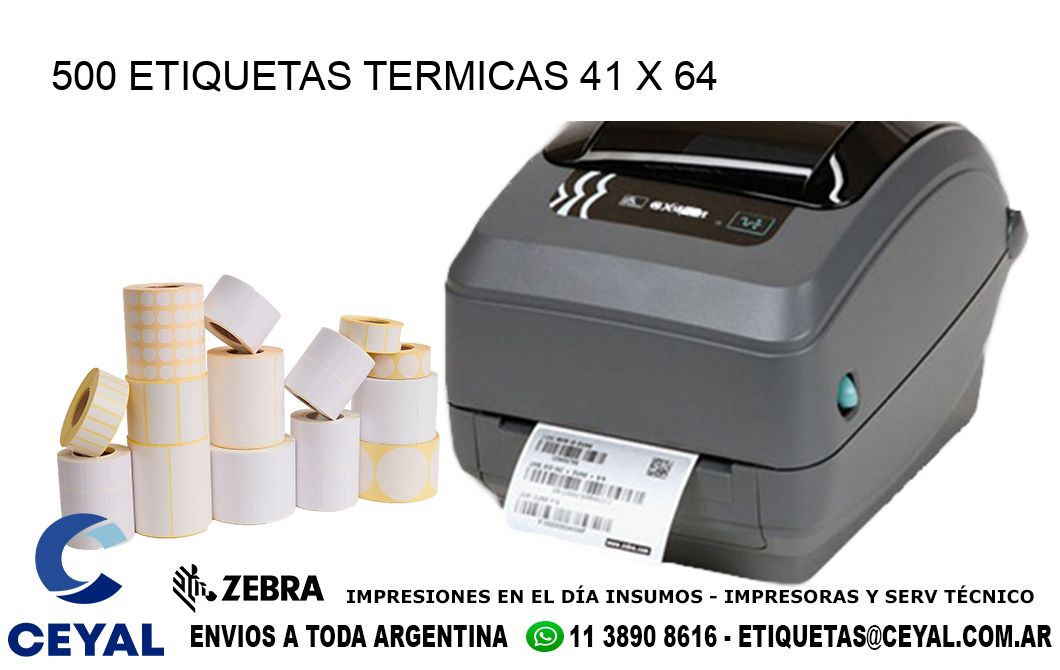 500 ETIQUETAS TERMICAS 41 x 64
