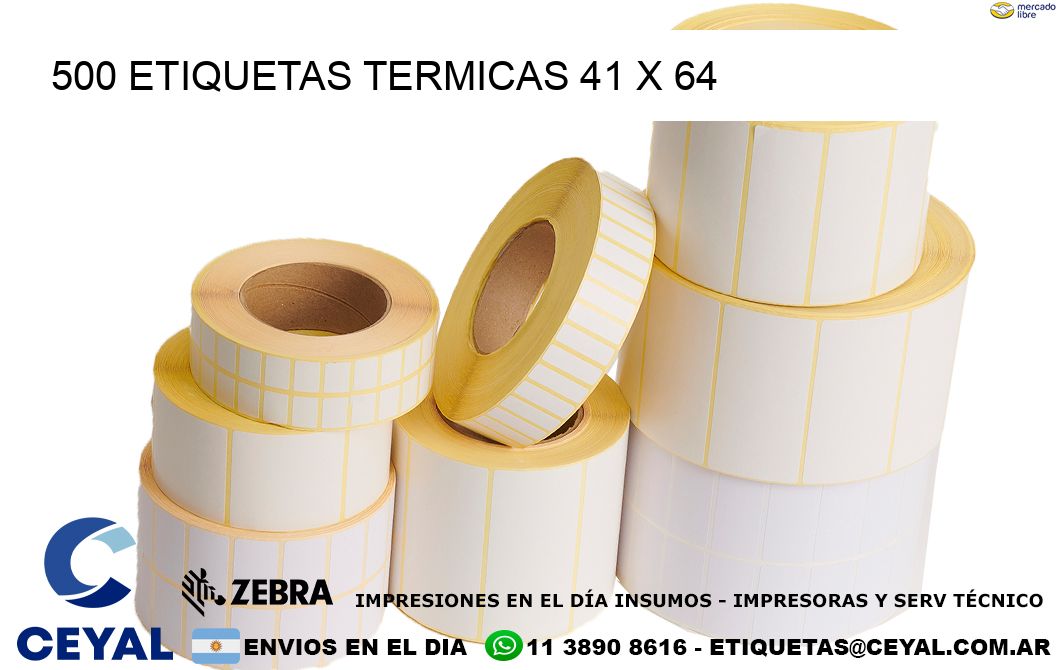 500 ETIQUETAS TERMICAS 41 x 64