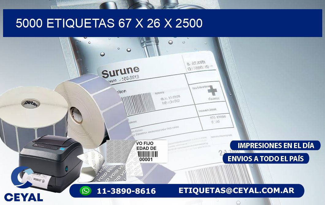 5000 ETIQUETAS 67 x 26 x 2500
