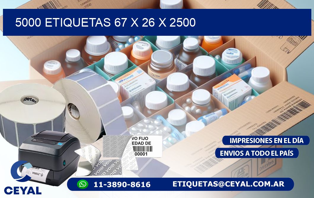 5000 ETIQUETAS 67 x 26 x 2500