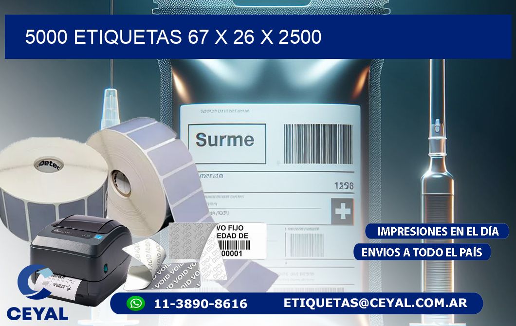 5000 ETIQUETAS 67 x 26 x 2500