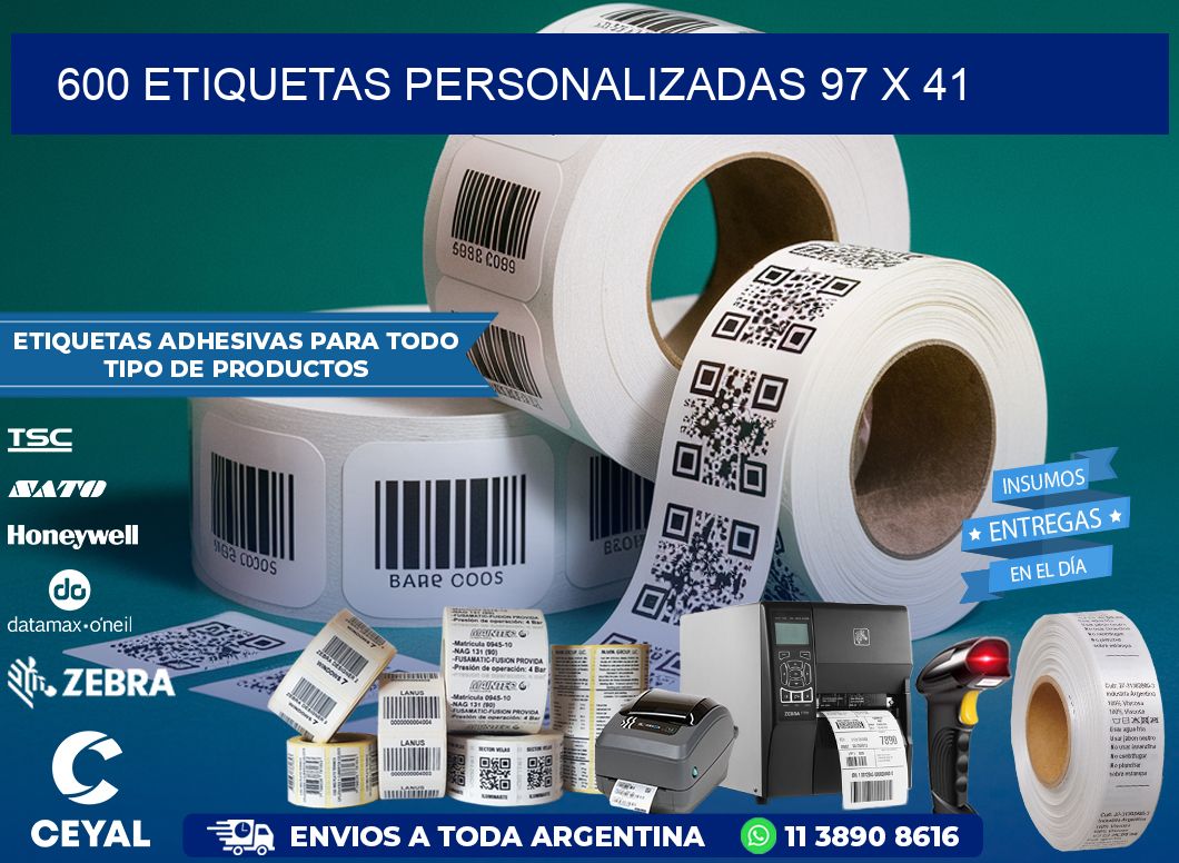 600 ETIQUETAS PERSONALIZADAS 97 x 41