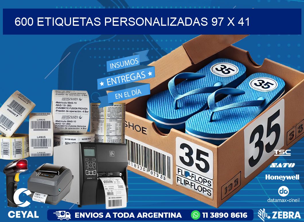 600 ETIQUETAS PERSONALIZADAS 97 x 41