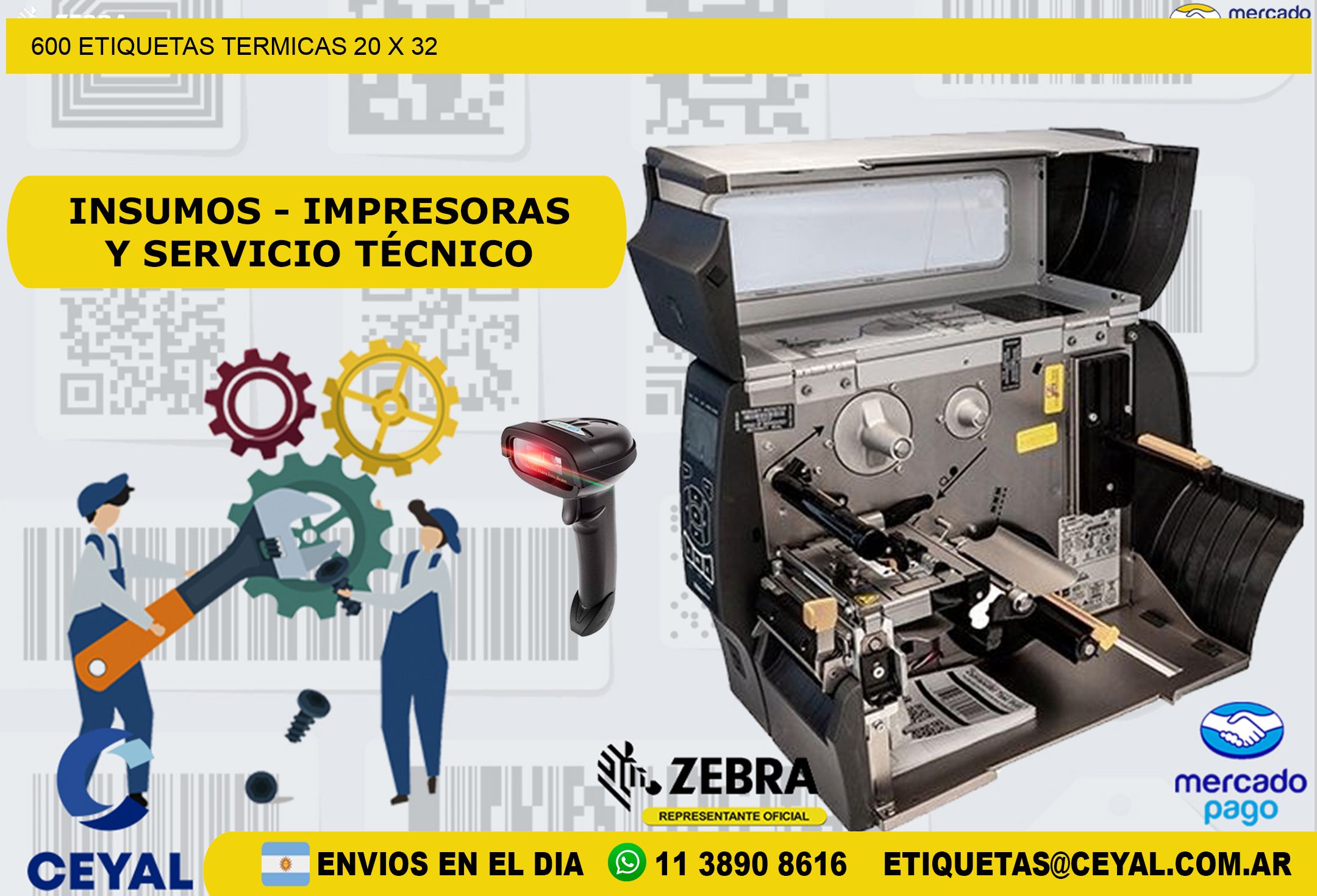 600 ETIQUETAS TERMICAS 20 x 32