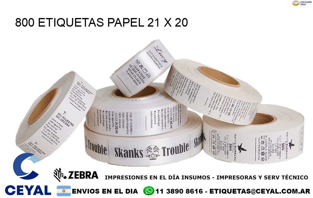 800 ETIQUETAS PAPEL 21 x 20