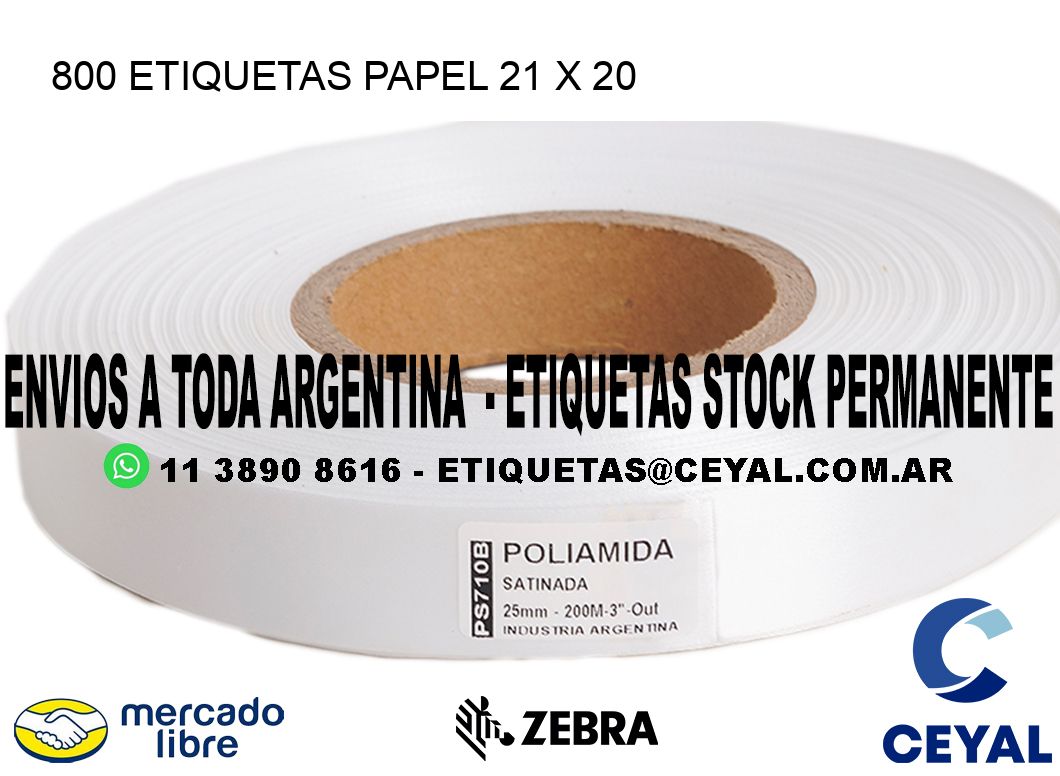 800 ETIQUETAS PAPEL 21 x 20