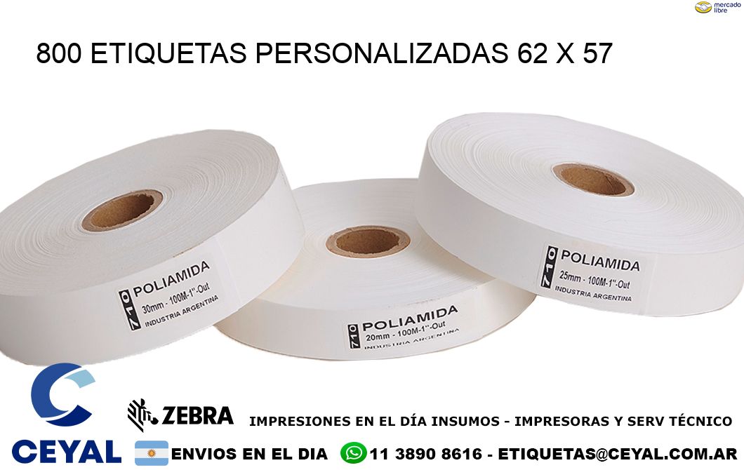 800 ETIQUETAS PERSONALIZADAS 62 x 57