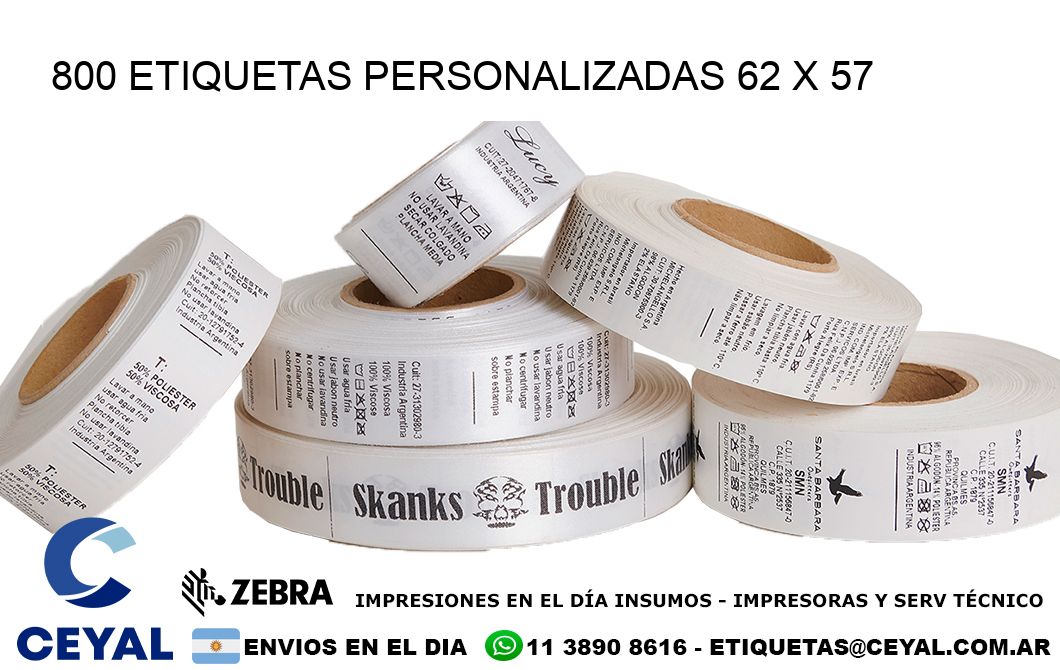 800 ETIQUETAS PERSONALIZADAS 62 x 57